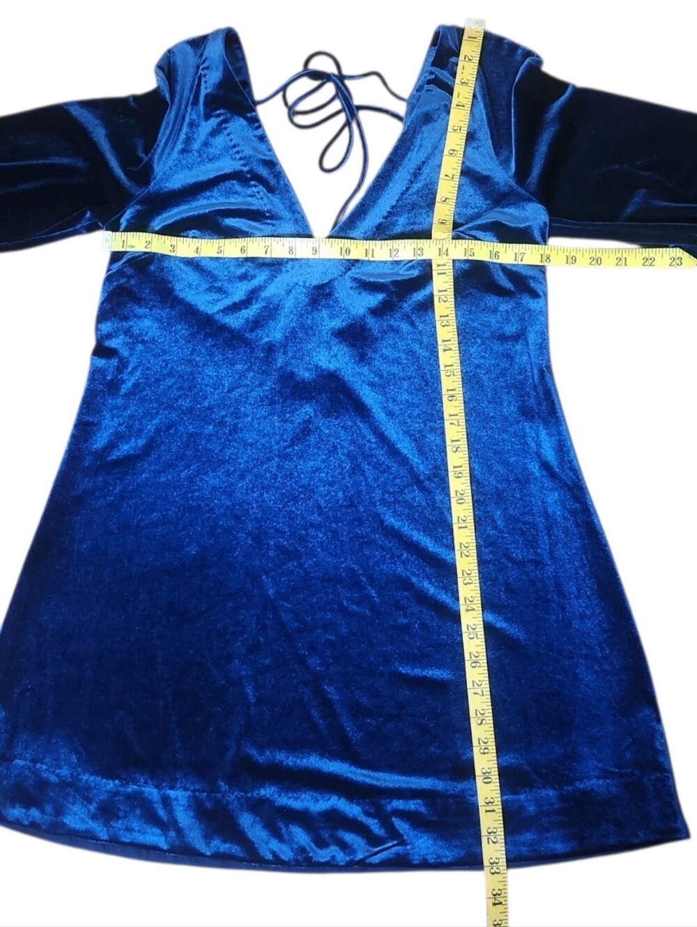 FREE PEOPLE Misha Blue Velvet Shift Mini Dress - Size S - Picture 12 of 15